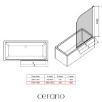 CERANO - Vaňová zástena jednodielna Chiara L/P - čierna / transparentné sklo - 100x140 - otočná CER-476849
