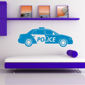 Veselá Stena Samolepka Policajné autíčko Farba: modrá, Veľkosť: 100 x 32 cm