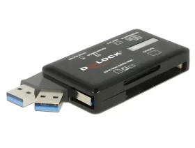 DeLock USB 3.2 čítačka pamäťových kariet 6v1 / Čítačka kariet / 5 Gbps / CF, SD, microSD, MS, M2, xD (91758)