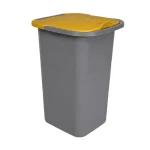 BELLI E FORTI Kôš na triedený odpad PREMI šedý, žlté veko / Plast / 24 l / 32 x 29 x 46,5 cm