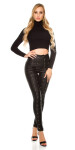 Sexy KouCla highw.leatherlook trousers with lacing black XL