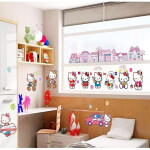 Veselá Stena Samolepka Hello Kitty s domčekmi