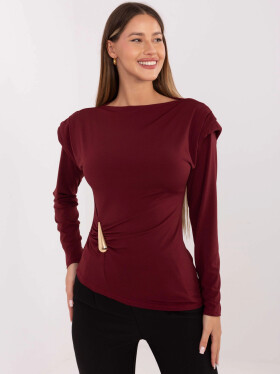 Elegantná blúzka vo vínovej farbe s vypchávkami (21898) odstíny červené uni velikost