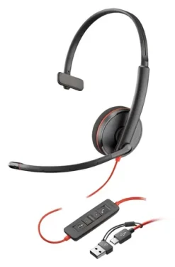 Poly Blackwire 3210 čierna / Náhlavná súprava / mikrofón / jedno slúchadlo / USB-C (80S09A6)