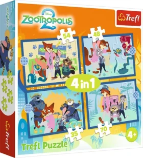 Trefl Puzzle Zootropolis 2: Zootropolis plná dobrodružstiev 4v1