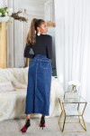 Sexy Musthave Denim Skirt with Slit denimblue