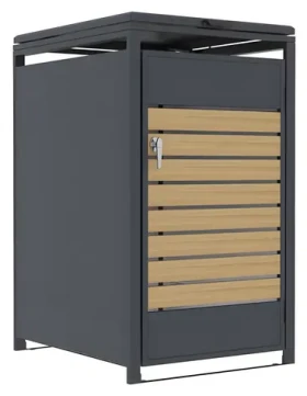 G21 Prístrešok na popolnice antracitový s dekórom dreva / Prístrešok na popolnice / 68 x 117 x 80 cm (PP-G21-1PANWD)
