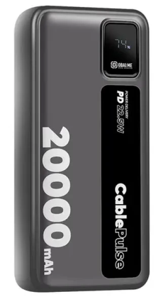 Obal:Me CablePulse 20000mAh 22,5W čierna / Powerbanka / integrované káble / USB-C / USB-A (8596311292484)
