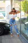 Sexy Highwaist destroyed look Skinny Jeans denimblue 36