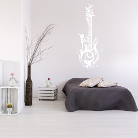 Veselá Stena Samolepka Dizajnová gitara Farba: biela, Veľkosť: 100 x 40 cm