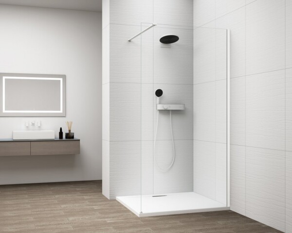POLYSAN - ESCA WHITE MATT jednodielna sprchová zástena na inštaláciu k stene, číre sklo, 1100 ES1011-03