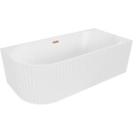 MEXEN/S - Gia voľne stojaca rohová vaňa reliéf pravá 170 x 80, biela mat, sifón a prepad meď kartáčovaná 52701708001P-65