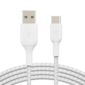 Belkin BOOST CHARGE kábel opletený USB-A na USB-C biela / 2m (CAB002bt2MWH)
