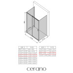 CERANO - Trojstenný sprchovací kút Varone LINE UL/P - 6 mm - čierna matná, transparentné sklo - 120x90x195 - posuvný CER-DY50514095