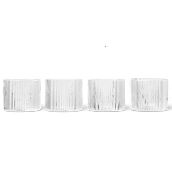 Ferm LIVING Poháre Ripple Low Clear 250 ml – set 4 ks