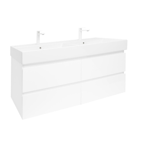 Kúpeľňová skrinka s umývadlom SAT B-Way 119x50x45 cm biela lesk BWAY2120WU2BB BWAY2120WU2BB