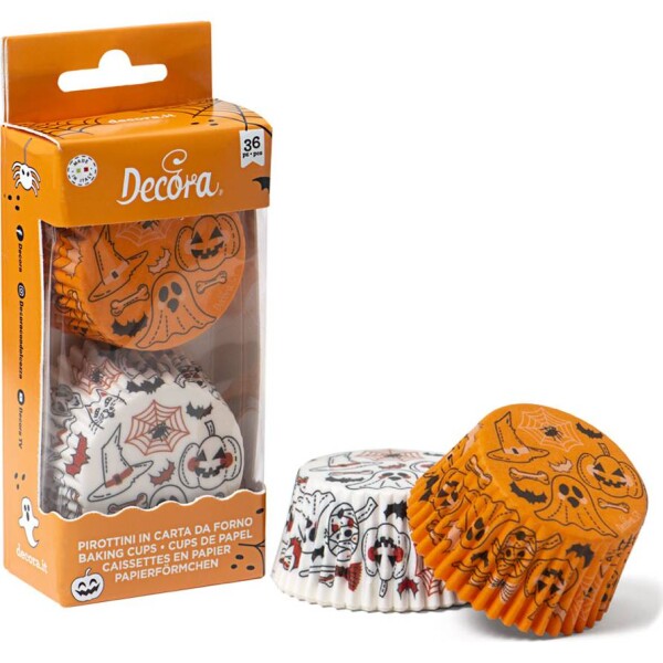 Košíčky na muffiny Halloween tekvica a duchovia 36 ks 5x3 cm - Decora