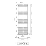 CERANO - Kúpeľňový radiátor Luigi - stredové pripojenie 50mm/bočné - 713W - čierna matná - 1600x500 mm CER-429688