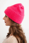 Dámska zimná čiapka s ozdobným gombíkom ružová neónová UNI