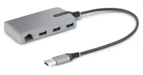 StarTech USB Hub 3 porty sivá / USB rozbočovač / 3x USB-A / Gigabit Ethernet / USB 3.2 Gen 1 (5G3AGBB-USB-A-HUB)