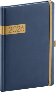 NOTIQUE Týždenný diár Twill 2026, modro-zlatý, 15 x 21 cm (PGD-TA5TW-6016)