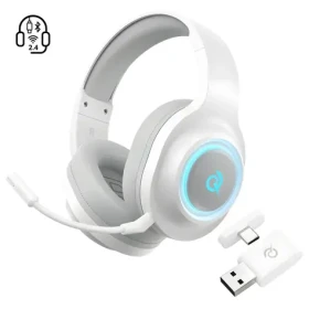QCY Heroad V200 biela / Herné slúchadlá / Tri-Mode bezdrôtová / Zvuk 7.1 / Výdrž 240h / Odnímateľný mikrofón