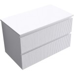 CERANO - Kúpeľňová skrinka Carole - biela matná ryhovaná + doska pod umývadlo z lit. mramoru Elanys - 12 mm - biela matná - 100x49,2x46 CER-636642