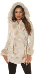 Sexy Winter jacket with faux-fur Details BEIGE