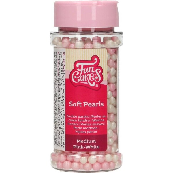 Cukrové dekorácie bielo-ružové perly, 60 g - FunCakes