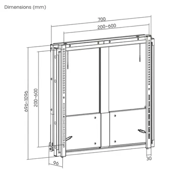 Equip 650345 / Nástenný držiak TV / 55 "-86" / ručne výškovo nastaviteľný / nosnosť 65 kg / VESA max. 600x600 (650345)