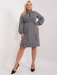 Šedočerné elegantní šaty velikosti houndstooth 46