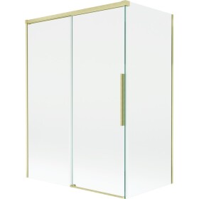 MEXEN/S - Rox vaňová zástena 2-krídlová posuvná 120 + 70 x 150, transparent, zlatá kartáčovaná 8C9-120-070-55-00