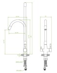 Laveo - Riveco - drezová batéria s elastickým ramenom,, pripojenie k vodnému filtru, čierna BRI_B68D