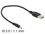 DeLock DC 3,0 x 1,1 mm 27 cm / Napájací kábel / USB Typ-A / samec (83793)
