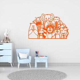 Veselá Stena Samolepka Africké zvieratká Farba: oranžová, Veľkosť: 60 x 37 cm