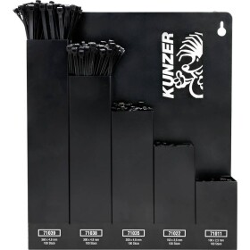Kunzer 7KBS500, sada sťahovacích pásiek, 100 mm, 150 mm, 200 mm, 300 mm, 360 mm, čierna, 500 ks; 7KBS500