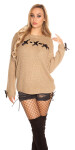 Trendy KouCla chunky knit jumper with lacing Einheitsgroesse