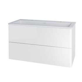 Mereo Siena, kúpeľňová skrinka s umývadlom z liateho mramoru 101 cm, biela lesk CN412M2