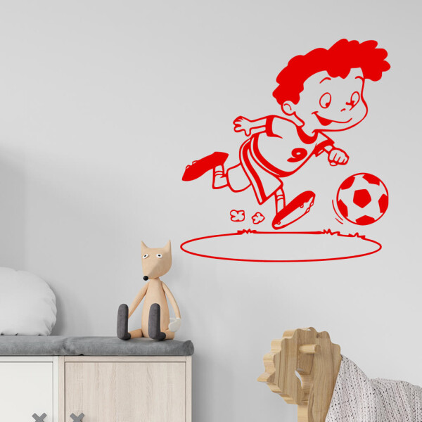 Veselá Stena Samolepka Chlapček futbalista Farba: červená, Veľkosť: 40 x 43 cm
