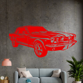 Veselá Stena Samolepka Automobil Ford Mustang Farba: červená, Veľkosť: 60 x 28 cm