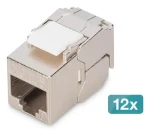 Digitus DN-93615-S-12 / Keystone Jack / Cat6A / tienený / 12 ks / bez náradia (DN-93615-S-12)