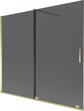 MEXEN/S - Velar dvojkrídlová posuvná vaňová zástena 180 x 150, grafit, zlatá 896-180-000-41-50