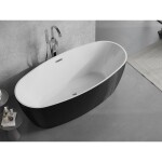 MEXEN/S - Lira voľne stojaca vaňa vzor 170 x 80, biela/čierna, sifón a prepad chróm 52831708075-01