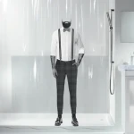 SPIRELLA Sprchový záves DANDY motív muž číry / 180 x 200 cm / PEVA