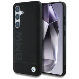 BMW Leather Big Wordmark pre Samsung Galaxy S25+ čierna / Zadný kryt / Kožený / Veľké Logo (BMHCS25MSLLBK)