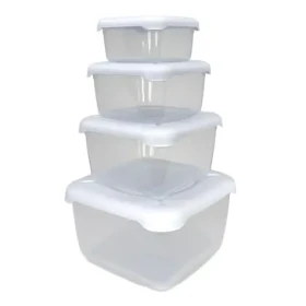 Belli e Forti FRIGOBELLA / Sada dóz na potraviny / 3 +1 ks / štvorcové / 0,5-3,1 l / plast