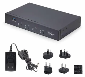 StarTech 4-portový KM switch čierna / Prepínač klávesnice a myši / USB / 4 porty (P4A20132-KM-SWITCH)