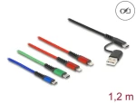 DeLock USB nabíjací kábel 4v1 / Napájací kábel / USB-A USB-C / Lightning Micro-USB USB-C / 1,2 m (87884)
