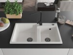 MEXEN/S MEXEN/S - Tomas granitový drez 2-bowl vrátane batérie Rita, biela 6516-20-670300-70
