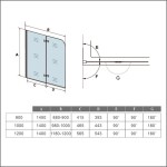 H K - Vaňová zástena S22 90x140cm - dvojdielna sklopná, číre sklo SE-S22-90